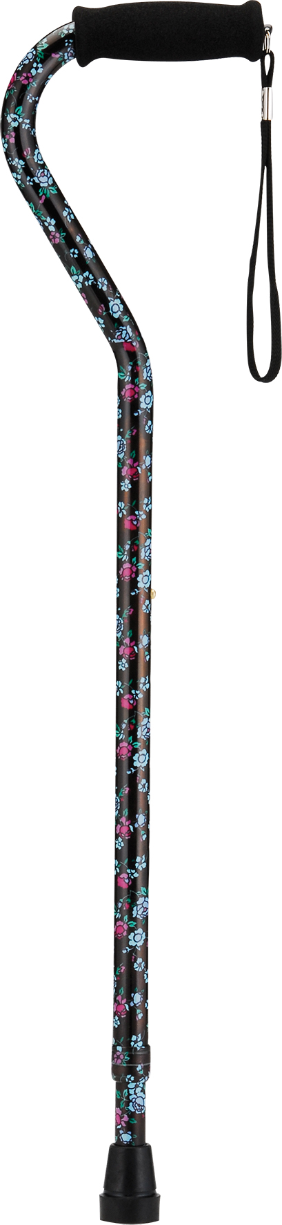 black with flowers nova black with flowers offset cane with strap